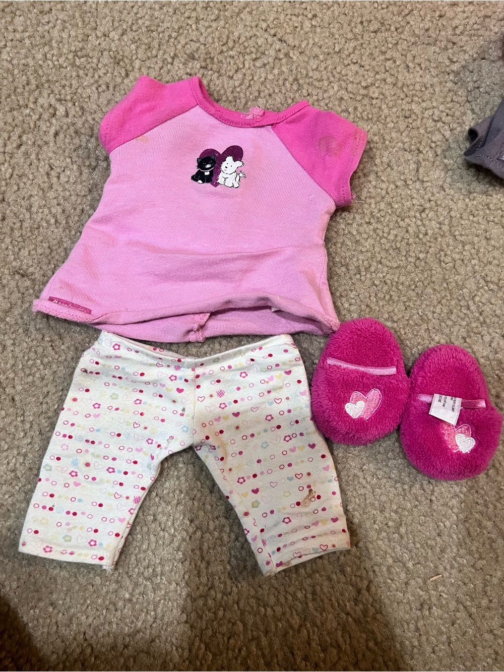 American girl doll I love pets Outfit Set pajamas with Heart Slippers